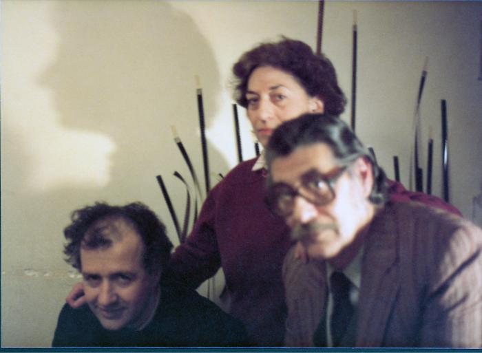 Στη μουβιόλα της Cinetic. Μανόλης, Νόρα, Γιώργος Ζεβελάκης 1984